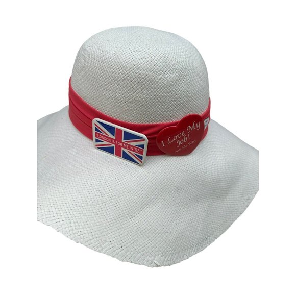 Vintage 1990’s Atlas Sun Natural Straw Hat w/red Trim Wrap 1992 British Pin, USA main image 6